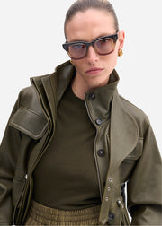Military Jacket in Leather - Olive - CO Collections